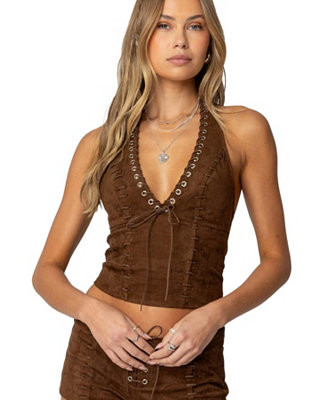 Women's Sloane Faux Suede Halter Top | Macy's