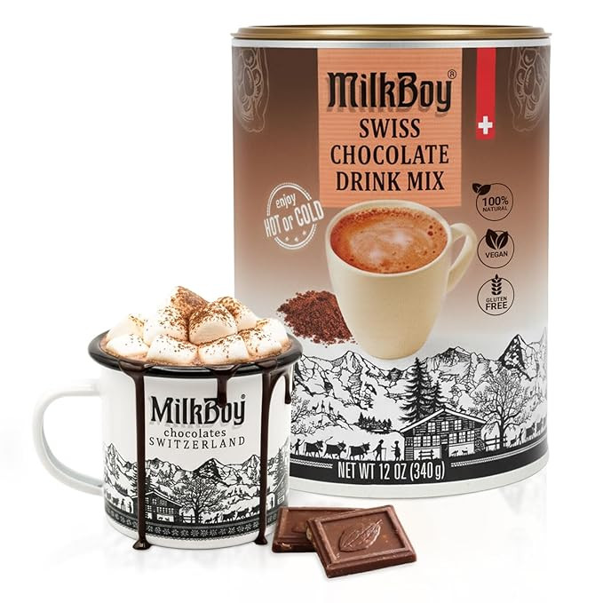 MilkBoy Dairy Free Hot Chocolate Mix - Gluten Free Swiss Cocoa Drink Powder, Vegan Hot Cocoa Mix,... | Amazon (US)