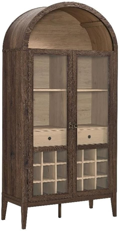 Modway Nolan Modern Farmhouse Arched Bar Cabinet in Dark Walnut Wood Grain - 72 Inch Tall Wine St... | Amazon (US)