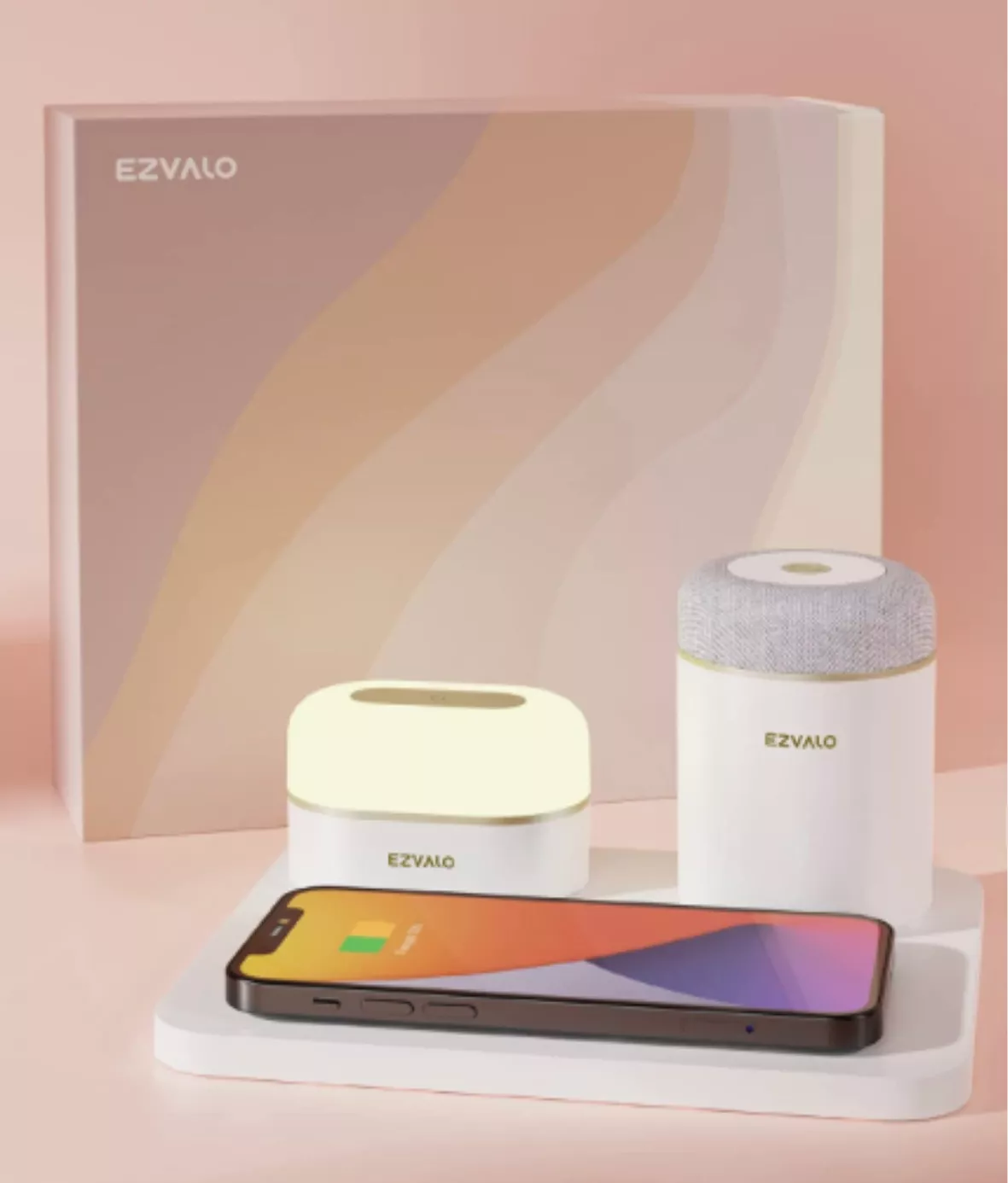 EZVALO 3 in 1 Charger Station with LED Night Light, Portable Bluetooth  Speaker, Wireless Charging Station for Multiple iPhone