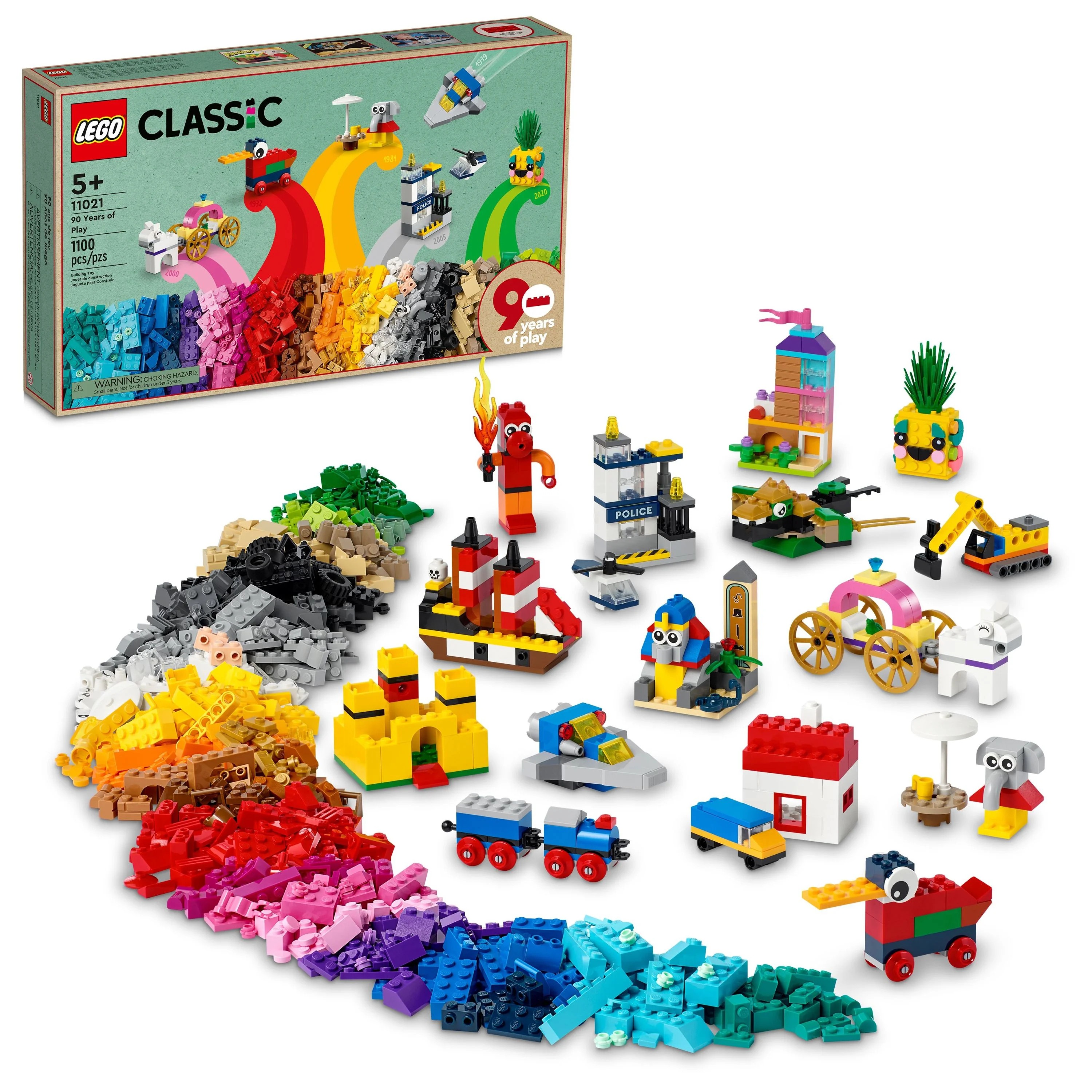 LEGO Classic 90 Years of Play 11021, Building Set for Creative Play with 15 Mini Builds Inspired ... | Walmart (US)
