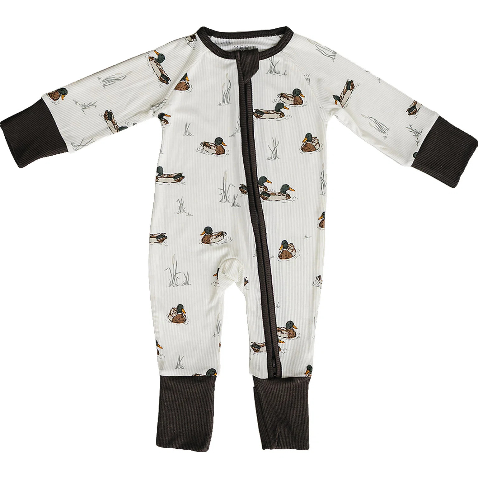 Ducks Ribbed Bamboo Zipper | Mebie Baby