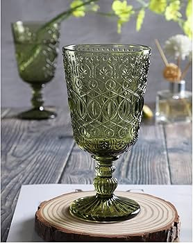 Taganov Wine Glasses set of 6 Dishwasher Safe 10 Ounces Green Goblet for Holidays Party Wedding V... | Amazon (US)