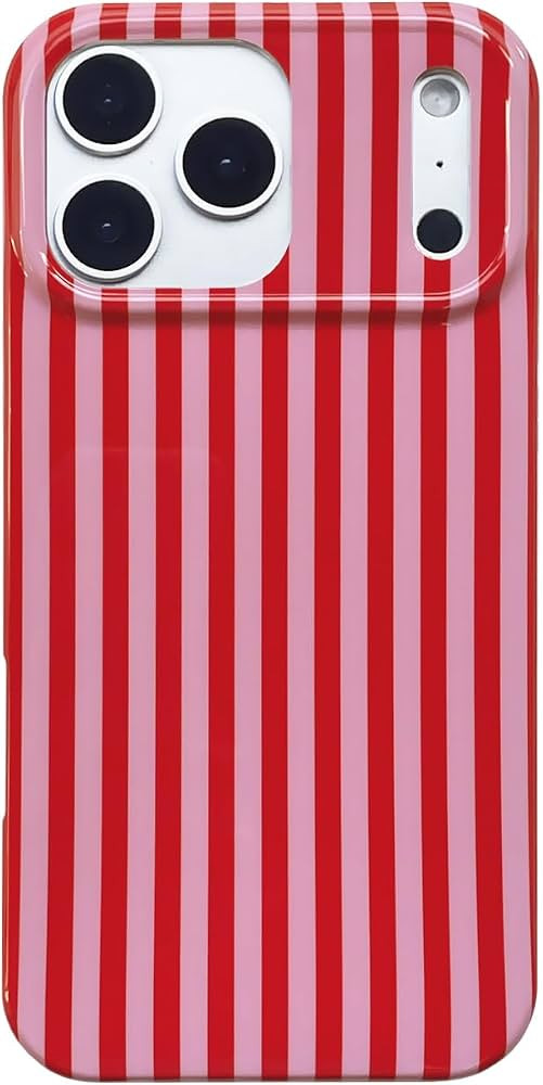 Pink and Red Striped Phone Case for iPhone 17 Pro Max,Cute Aesthetic Retro Vertical Line Stripes ... | Amazon (US)