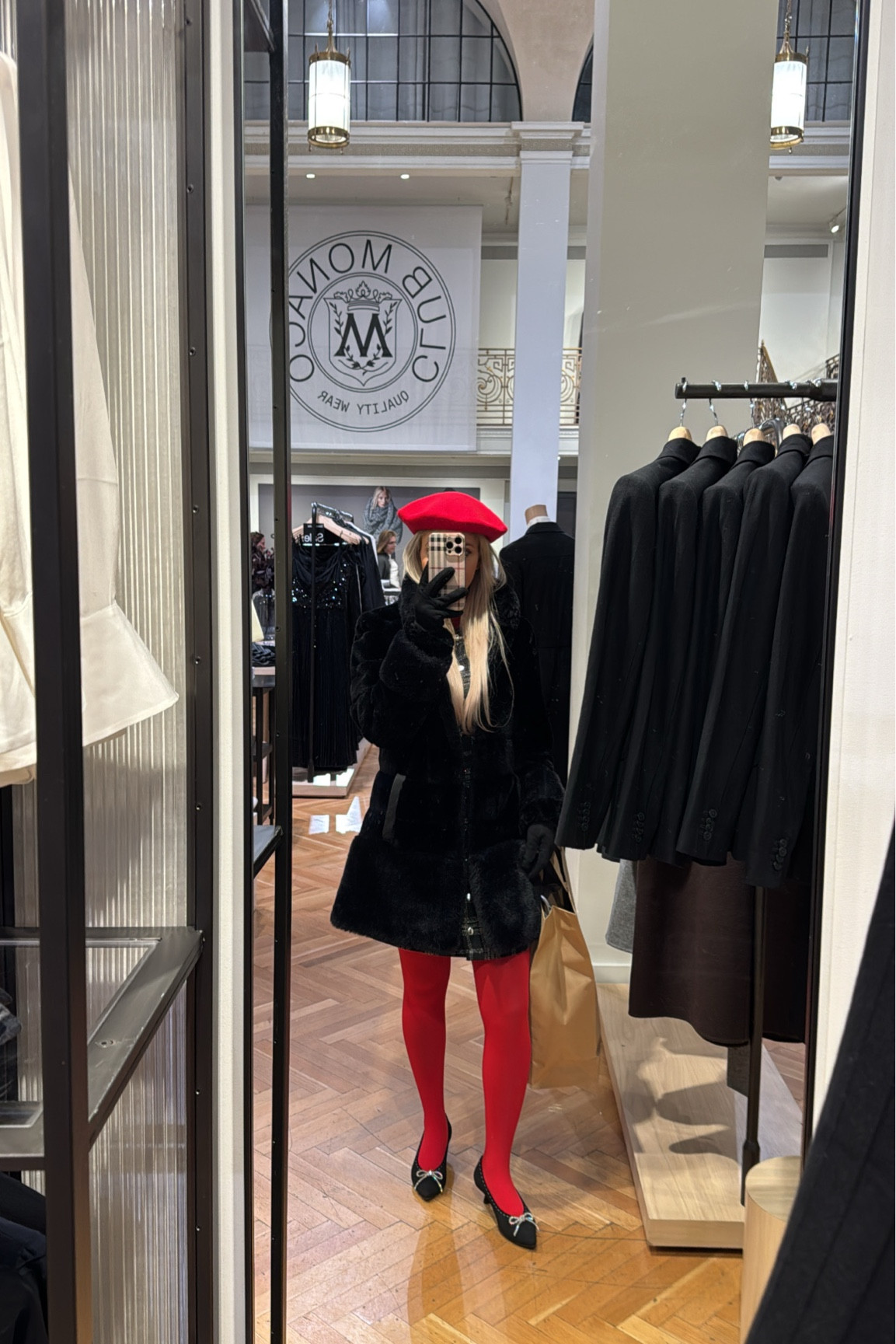 Parisian chic winter fashion, New York fashion, stylish red beret, French-inspired outfit, sipping tea for cozy vibes, red outfit inspiration, Paris style outfit, chic winter outfit ideas, cold weather fashion trends 2025, red accents for winter style, elegant winter attire, winter outfit inspiration, cozy yet chic winter day look, bold winter fashion, black fur coat, black kitten heels

#LTKNYFW #LTKStyleTip #LTKSeasonal