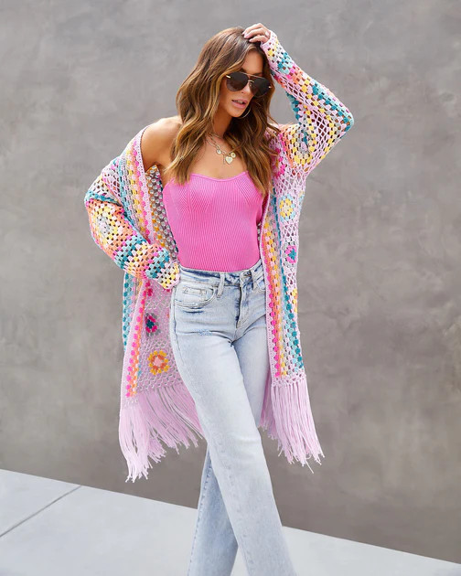 Desert Dreams Knit Crochet Fringe Hem Duster - FINAL SALE | VICI