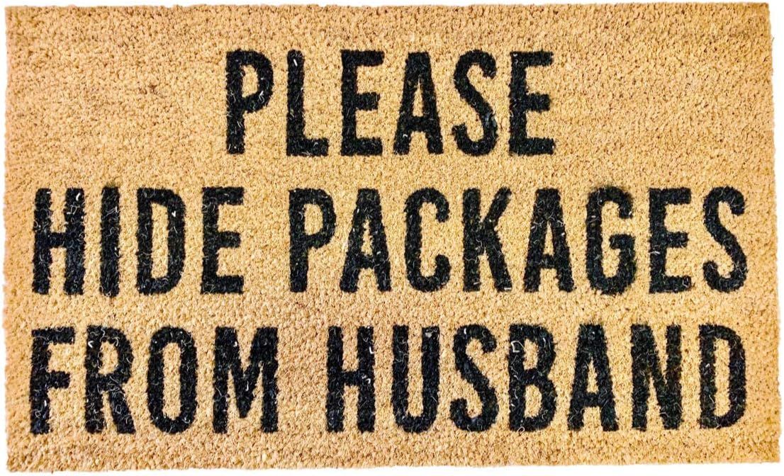 The Mandola Twins Printed Coir Doormat - Funny (Please Hide Packages from Husband) | Amazon (US)