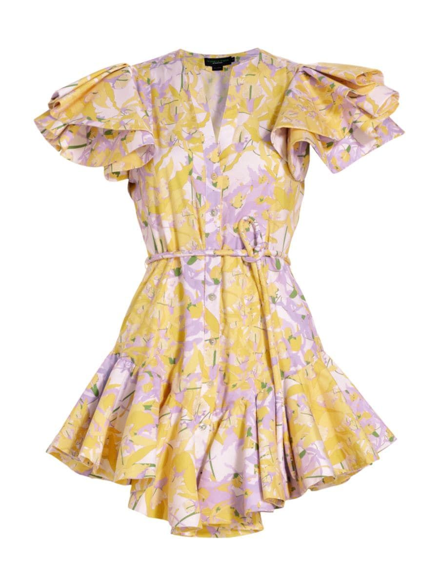 Arbolada Floral Ruffled Minidress | Saks Fifth Avenue
