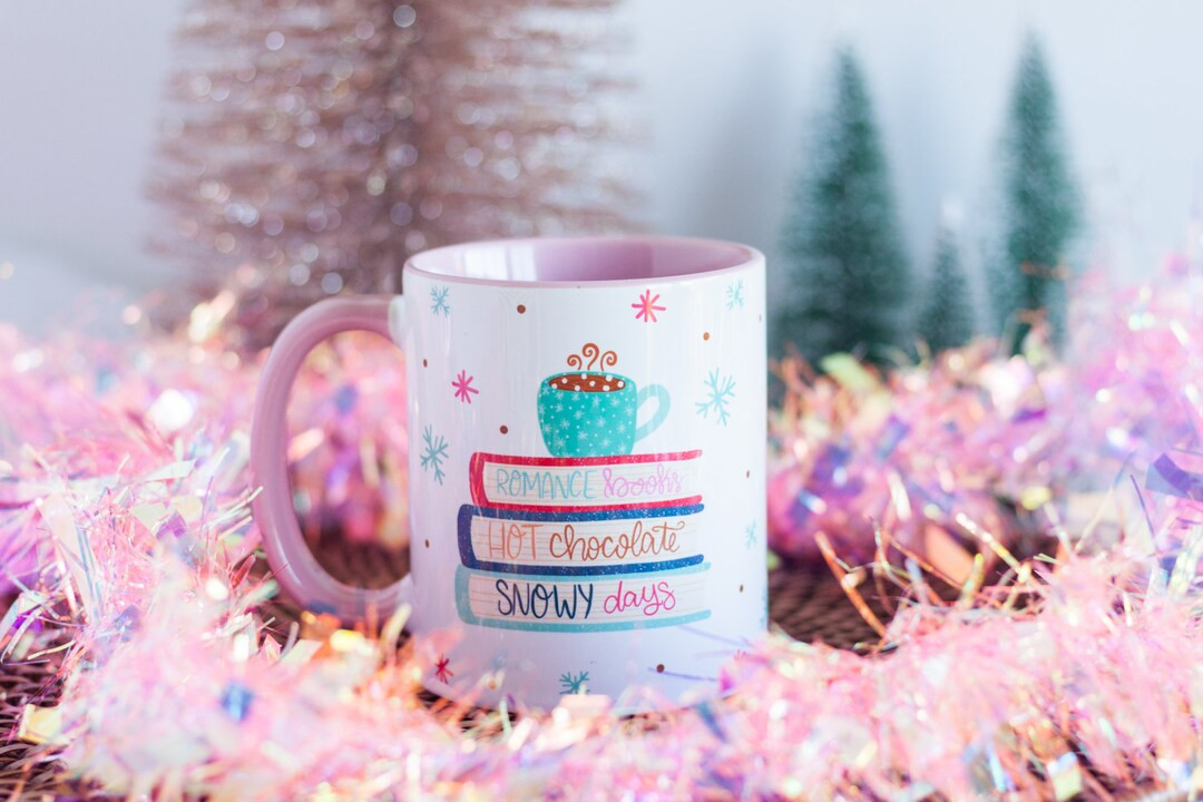 Romance Books, Hot Chocolate, Snowy Days Ceramic Mug, 11 oz, Bookish, Bookstagram, Book Lover Gif... | Etsy (US)
