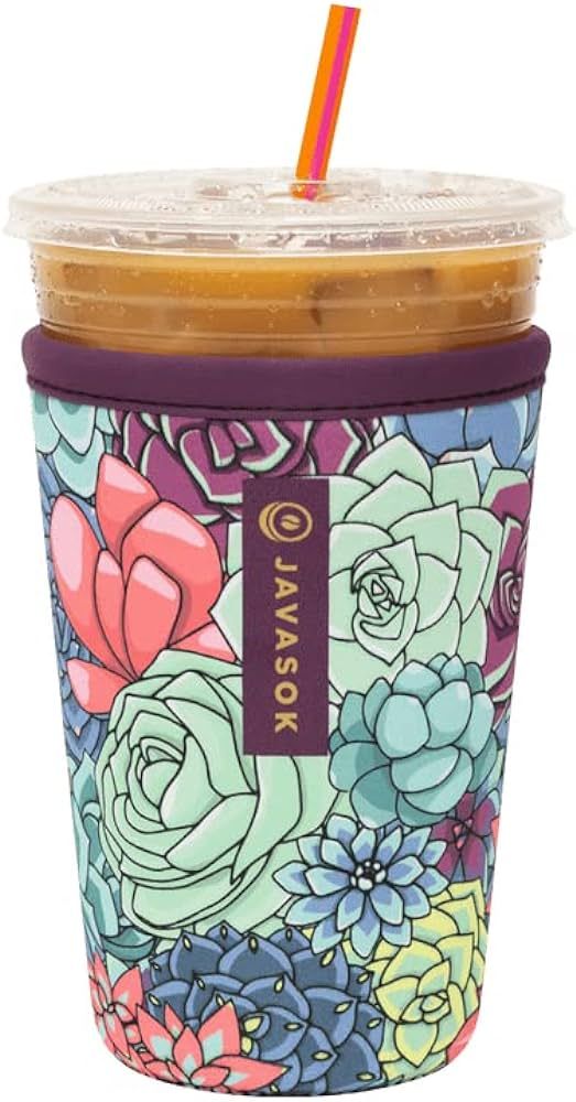 Sok It Java Sok Reusable Neoprene Insulator Sleeve for Iced Coffee Cups (Succulents, Medium: 24-2... | Amazon (US)