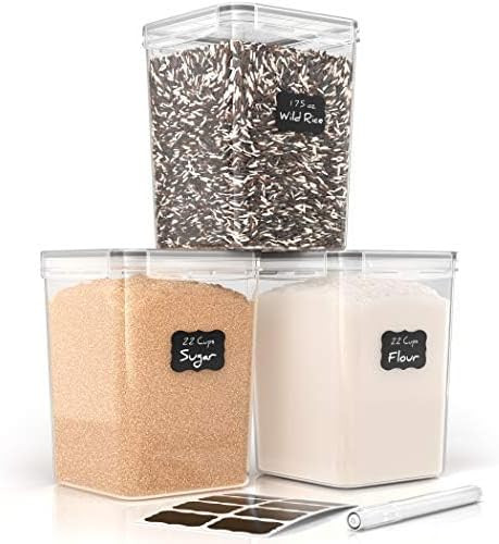 Simply Gourmet Airtight Flour and Sugar Containers with Lids – 3 Piece Kitchen Pantry Organizat... | Amazon (US)