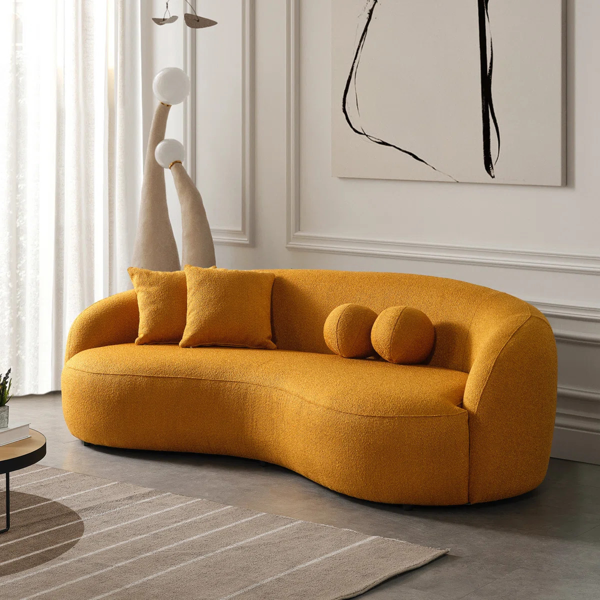 Kathrina 91'' French Bouclé Curved Sofa | Wayfair North America