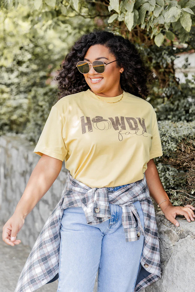 Howdy Fall Mustard Graphic Tee | Pink Lily