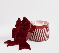 Bow Lidded Candy Stripe Candle - Balsam Fir Vetiver | Pottery Barn (US)
