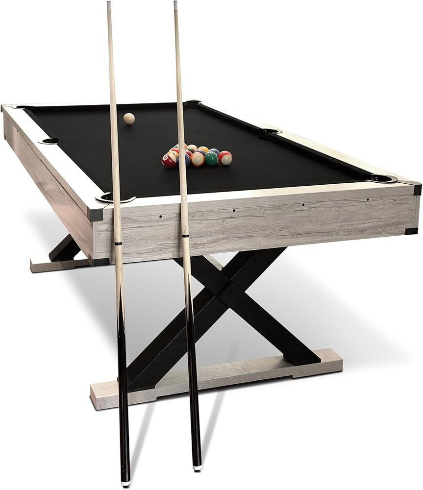 7 FT Pool Table, Billiard Table with 2 Cue Sticks, Billiard Balls, Cues, Cleaning Brush, X-Legs, ... | Amazon (US)