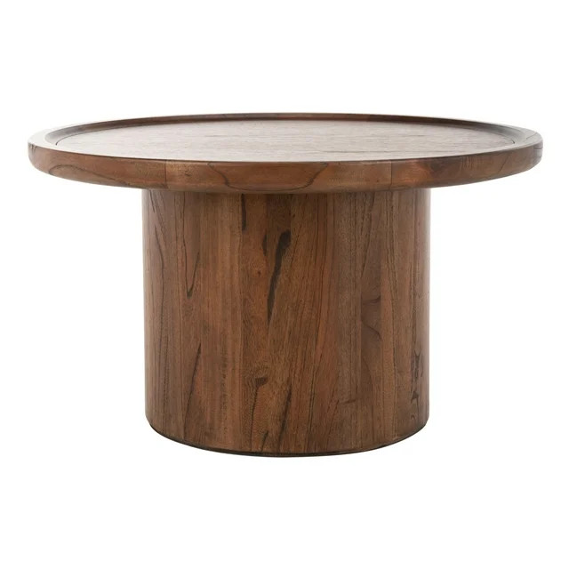 SAFAVIEH Devin Solid Round Pedestal Coffee Table, Dark Brown | Walmart (US)