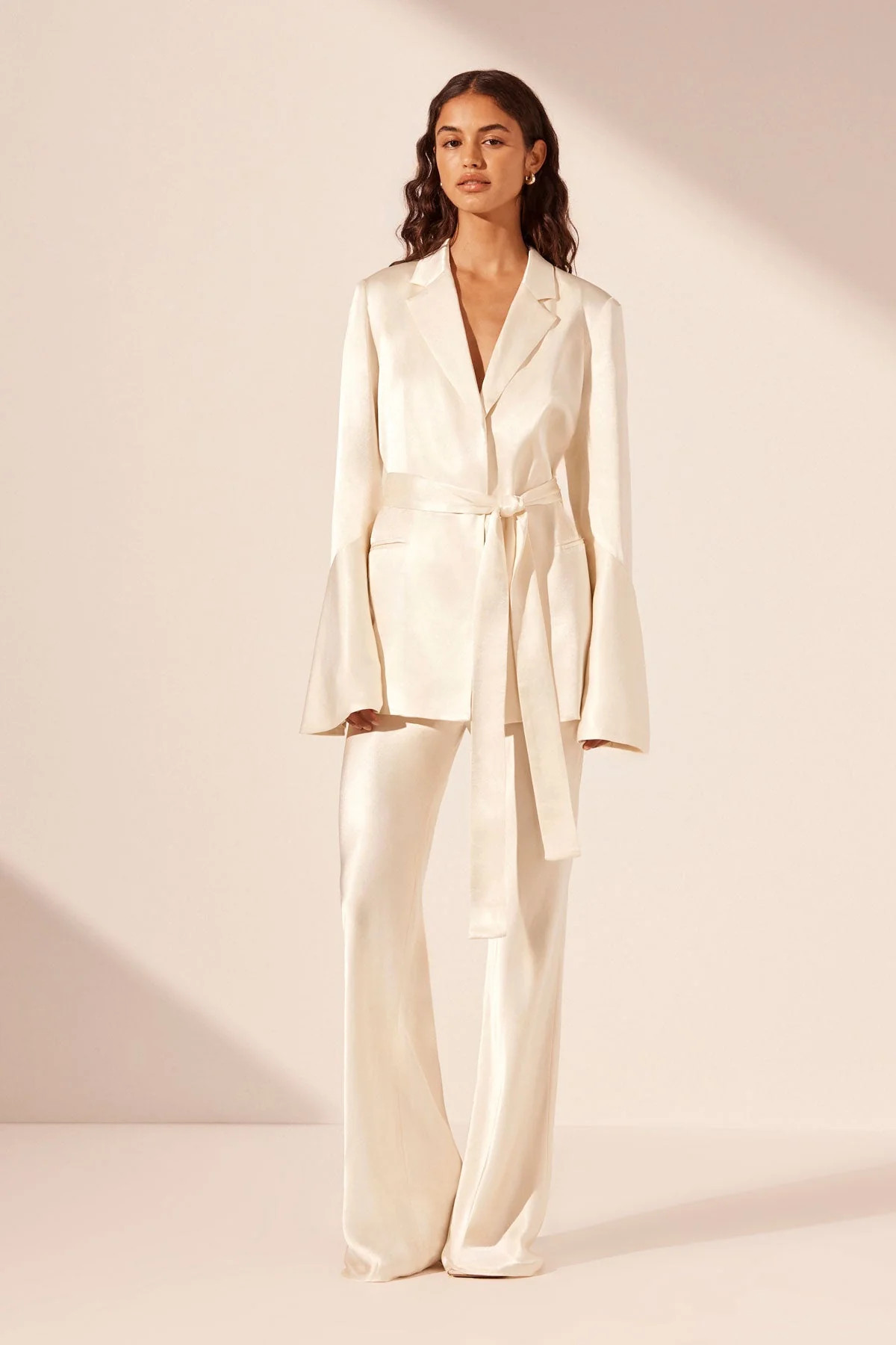 LA LUNE FLARED SLEEVE BELTED BLAZER | CREAM | OUTERWEAR | SHONA JOY | Shona Joy