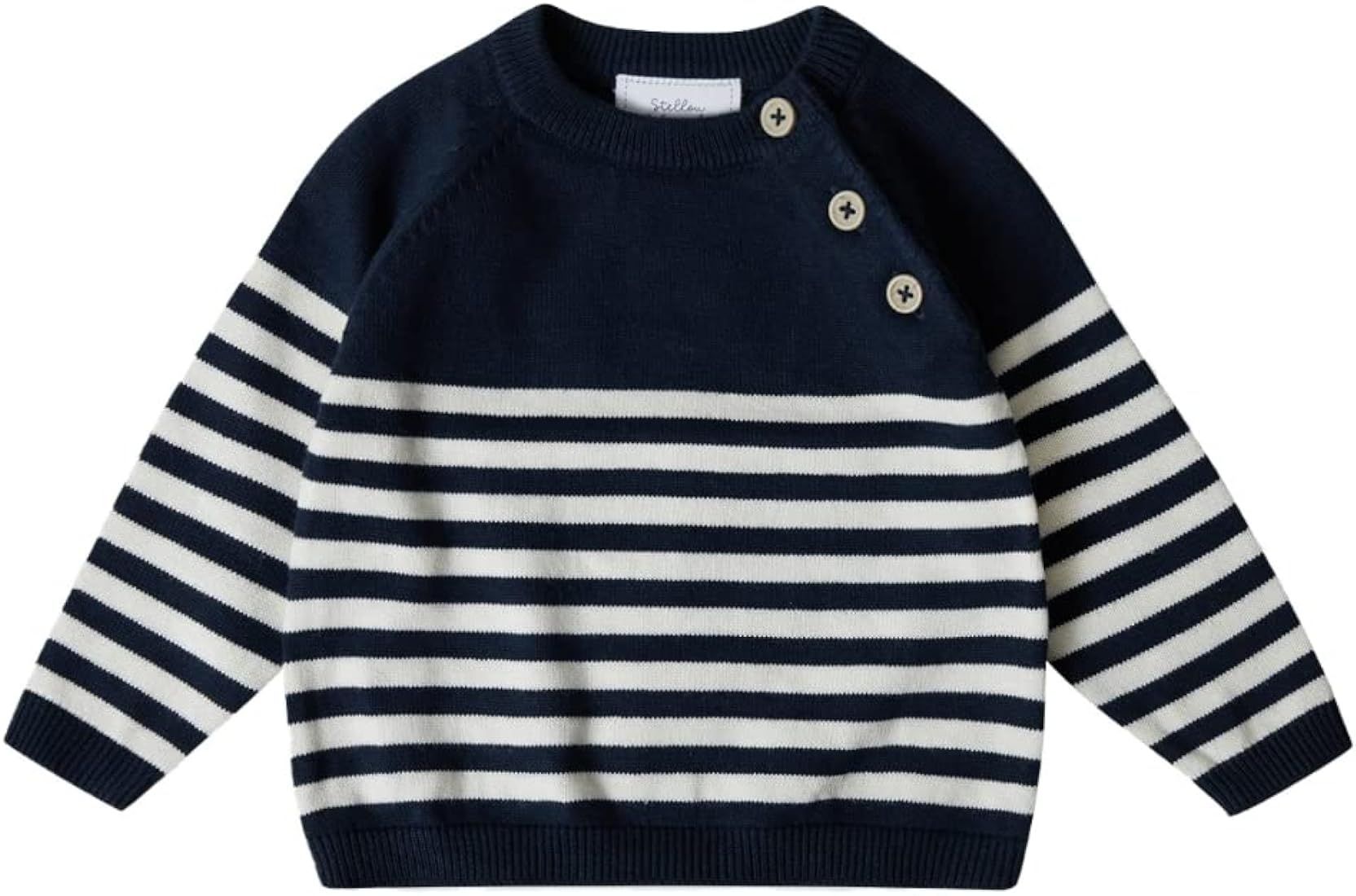Stellou & friends 100% Cotton Knit Striped Baby Toddler Boys Girls Long Sleeve Sweater (Birth - 4... | Amazon (US)