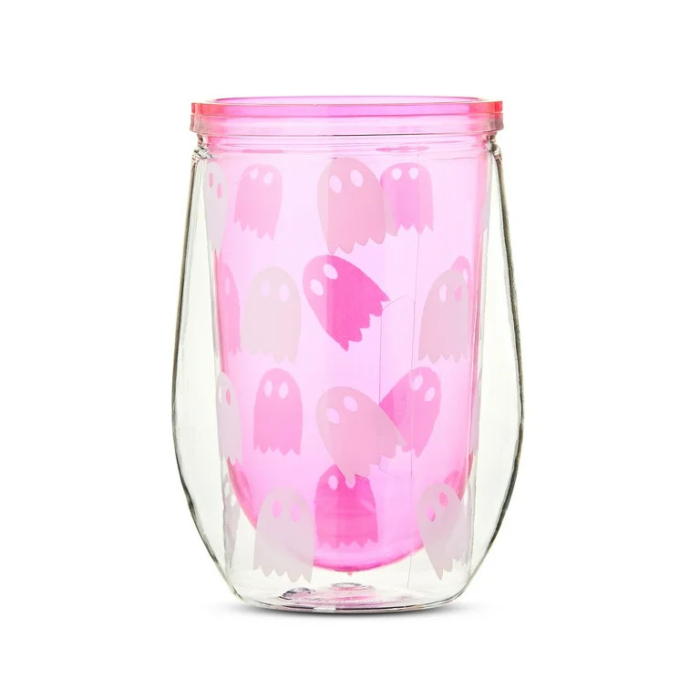 Halloween Pink Ghost Double-Wall Tumbler with Straw, by Way To Celebrate | Walmart (US)