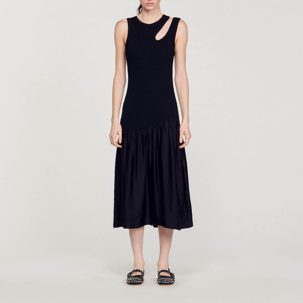 Dual-material maxi dress | Sandro US | Sandro-Paris US