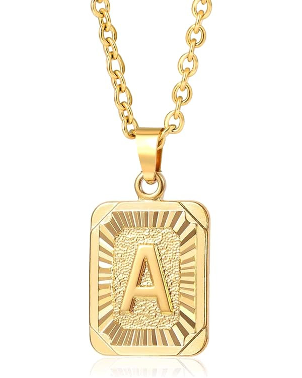 Glimmerst Initial Pendant Necklace 18K Gold Plated Stainless Steel Letter Necklace Personalizd Na... | Amazon (US)