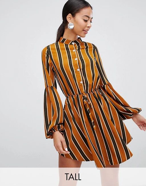 Parisian Tall stripe print colarless shirt dress | ASOS US