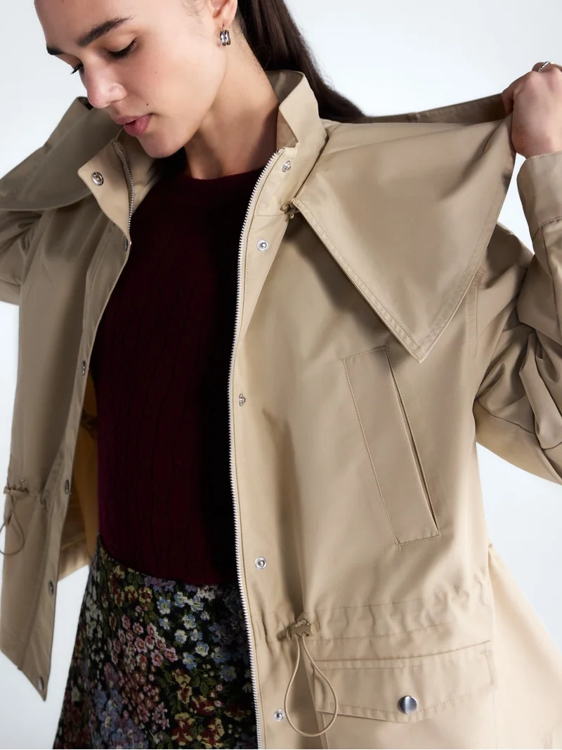 Free Assembly Women's and Women's Plus Cinched Utility Jacket with Hood, Sizes XS-4X | Walmart (US)
