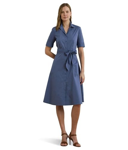 Lauren Ralph Lauren Womens Cotton-Blend Shirtdress Capri Blue 14 | Amazon (US)