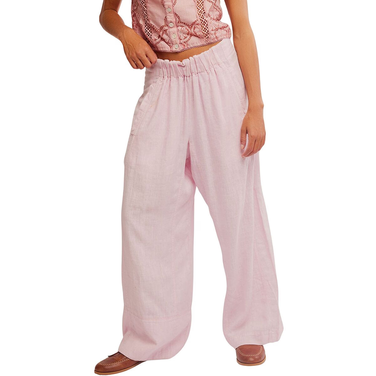 Free People Days End Linen Pull On Pant - Women's Pink-A-Boo, M | Backcountry