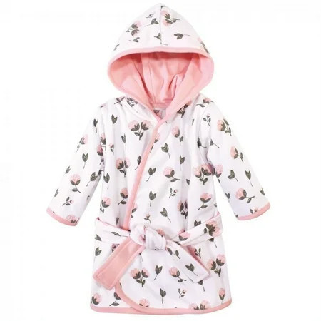 Hudson Baby Infant Girl Cotton Rich Bathrobe, Pink Peony, 0-9 Months | Walmart (US)