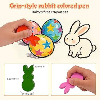 Easter Basket Stuffers for Toddler，12 Colors Non-Toxic Washable Bunny Rabbit-Shaped Crayons for... | Amazon (US)