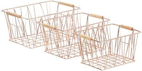 Amazon Basics Wire Storage Baskets - Set of 3, Copper | Amazon (US)