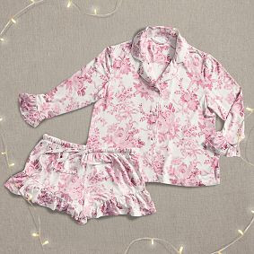LoveShackFancy Garden Damask Ruffle Short Pajama Set | Pottery Barn Teen