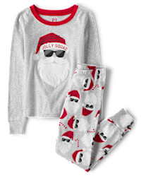 Unisex Kids Matching Family Glow Jolly Squad Snug Fit Cotton Pajamas - h/t mist | The Children's Place