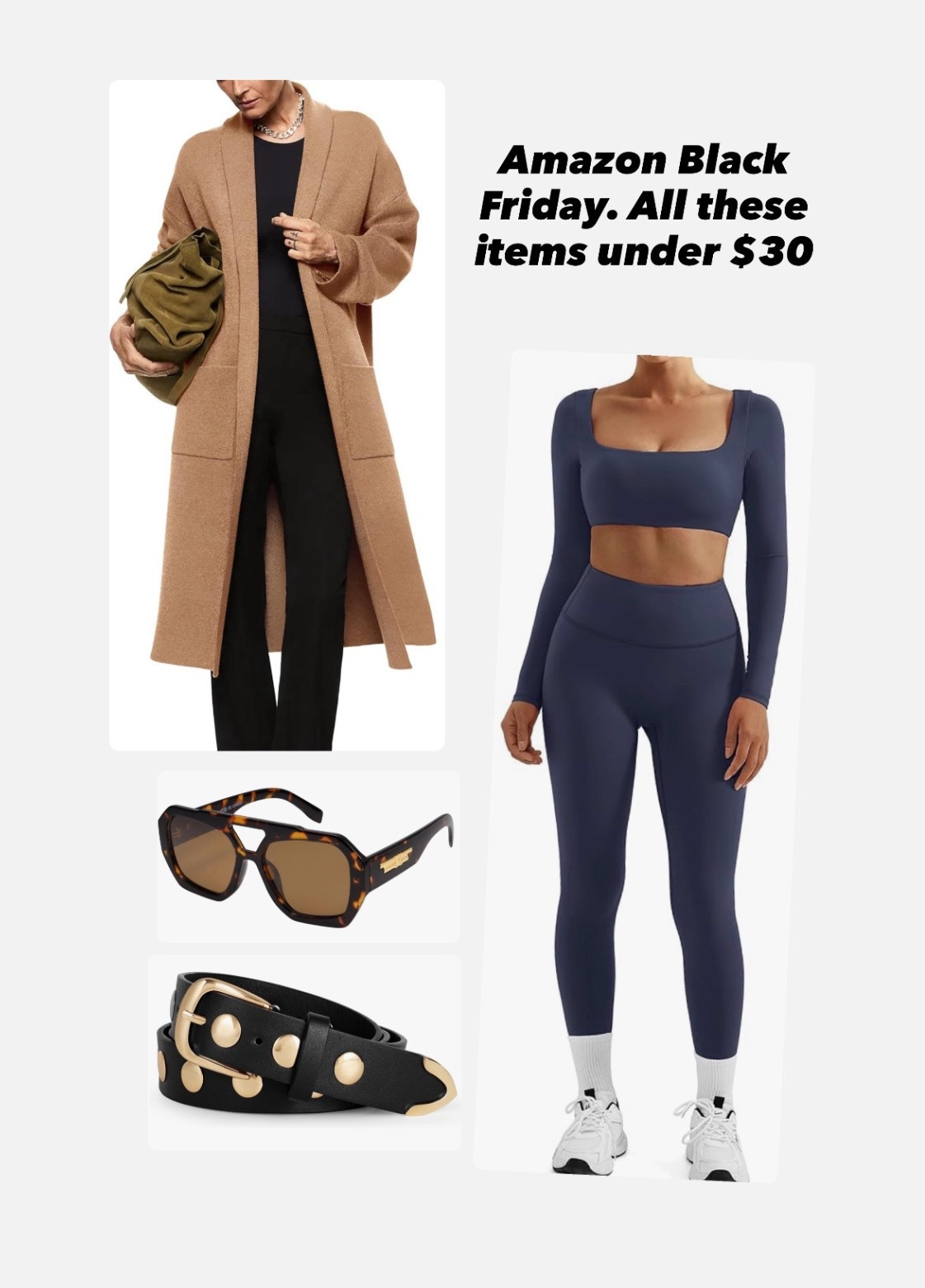 Amazon Black Friday fashion finds! All under $30 😱 

Workout wear, yoga, Pilates, workout set, leggings, under 30, affordable fashion, cardigan, sunglasses, studded belt, grommets, trending, winter style 



#LTKSaleAlert #LTKCyberWeek #LTKFindsUnder50
