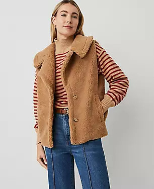 Collared Sherpa Vest | Ann Taylor (US)