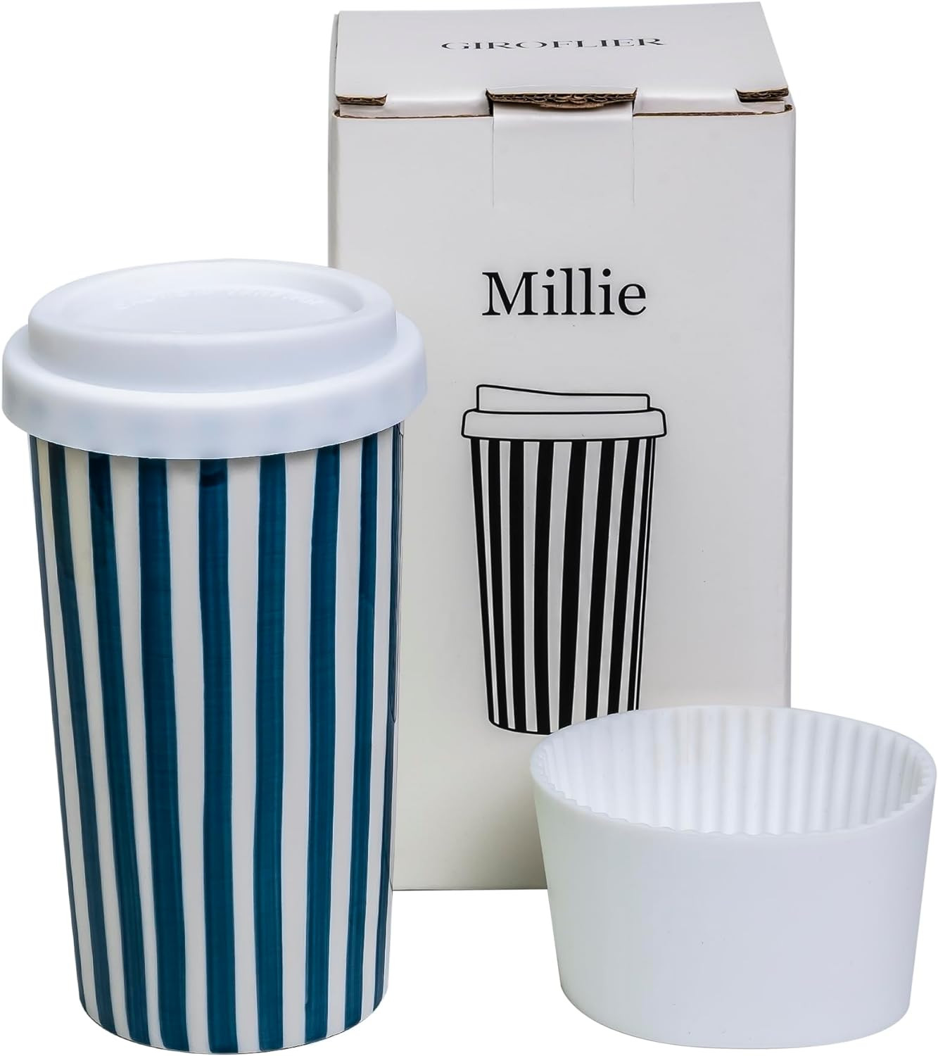 GIROFLIER Millie 12oz Ceramic Travel Coffee Mug - Stylish Tumbler with Lid, Microwave & Dishwashe... | Amazon (US)