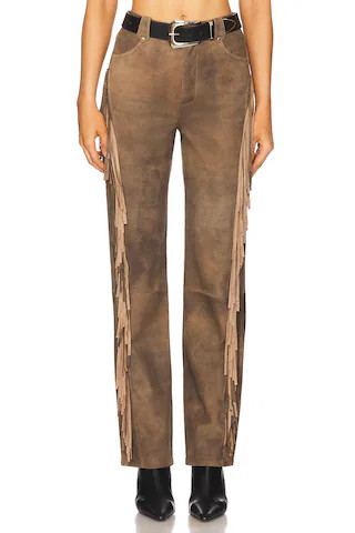 LAMARQUE x REVOLVE Wendy Suede Pant in Distressed Tan from Revolve.com | Revolve Clothing (Global)