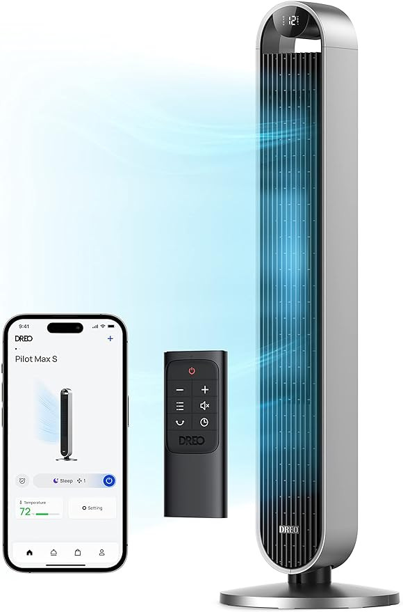 DREO Tower Fan for Bedroom, 42 Inch 120° Oscillating Fan, 20dB Quiet DC Motor, 28ft/s Velocity B... | Amazon (US)