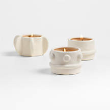 Serax Beige "03" Molly Stoneware Tealight Holders Set of 3 | Crate & Barrel | Crate & Barrel