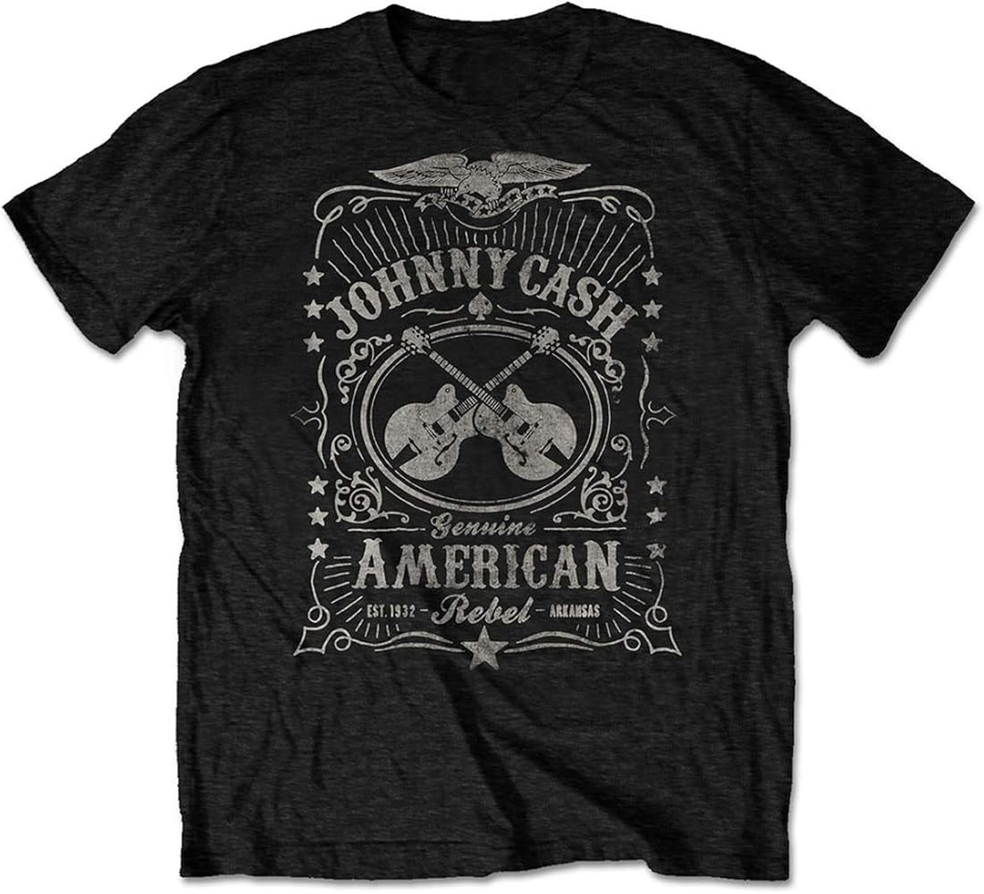 Johnny Cash T Shirt American Rebel Official Mens Black | Amazon (US)
