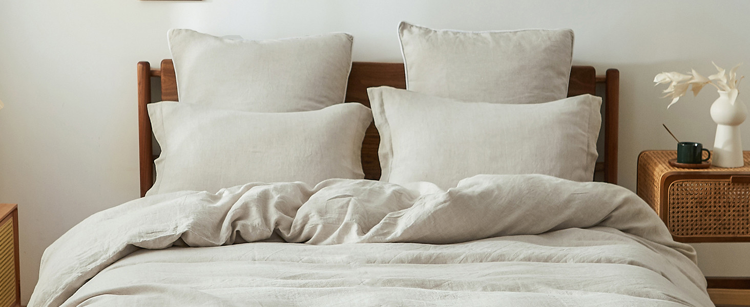 Simple&Opulence 100% Linen Duvet Cover Set with Washed-French Flax-3 Pieces Solid Color Basic Sty... | Amazon (US)