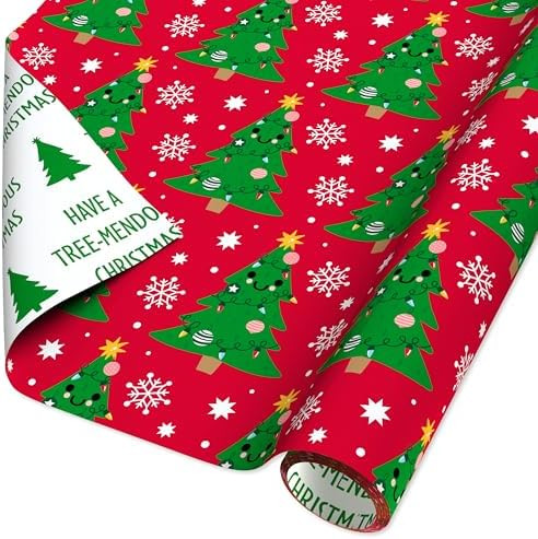 American Greetings Punny Christmas Wrapping Paper Roll, Cute Holiday Gift Wrap (60 sq. ft., 1 Rev... | Amazon (US)