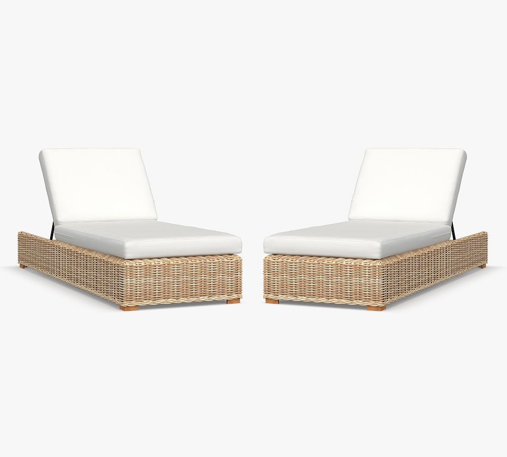 Huntington Wicker Outdoor Chaise Lounge, Set of 2 | Pottery Barn (US)