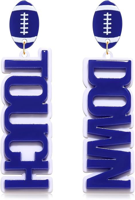 Game Day Earrings Hypoallergenic Acrylic Football Touch Down Dangle Drop Earrings Fashion Sports ... | Amazon (US)