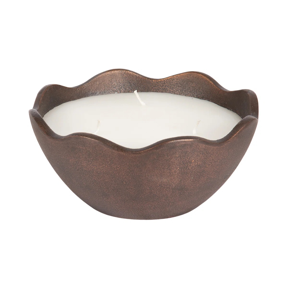 Ronni Scalloped Round Metal Three-Wick Unscented Candle Bowl | Wayfair North America