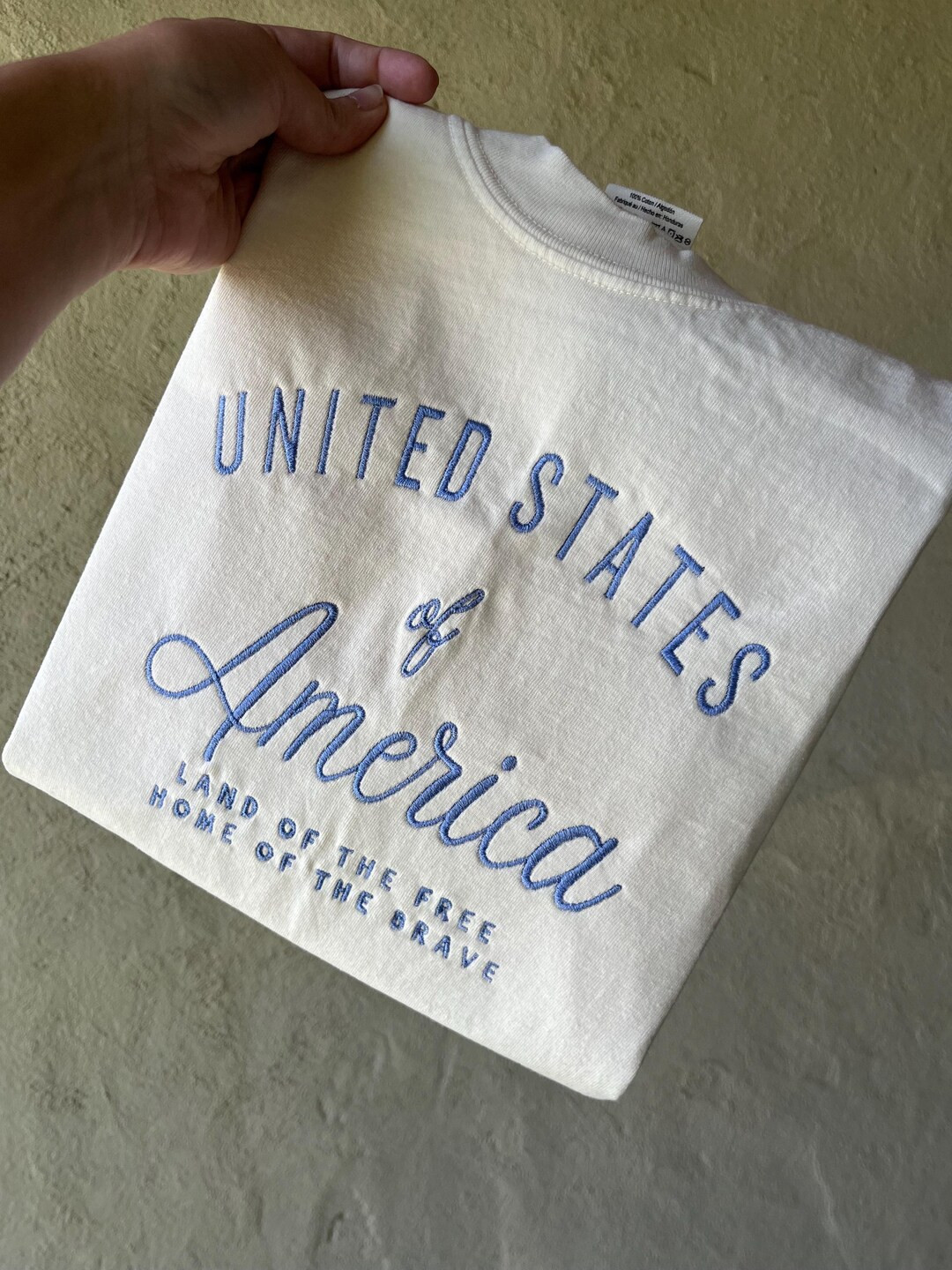 America Comfort Colors Tee, USA Shirt, 4th of July T-shirt, Embroidered Tee, Embroidered Shirt, C... | Etsy (US)