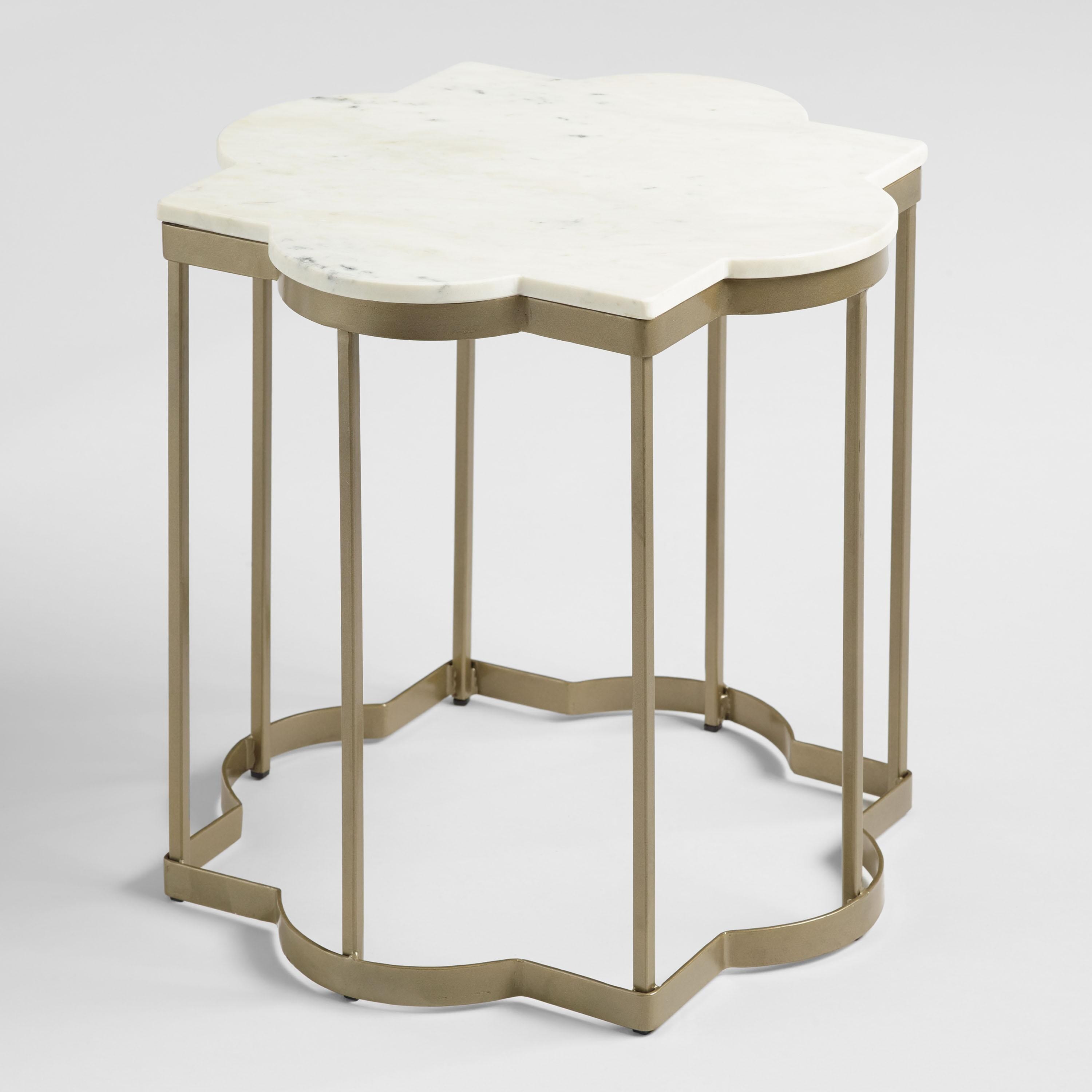 White Marble Arabesque Side Table | World Market