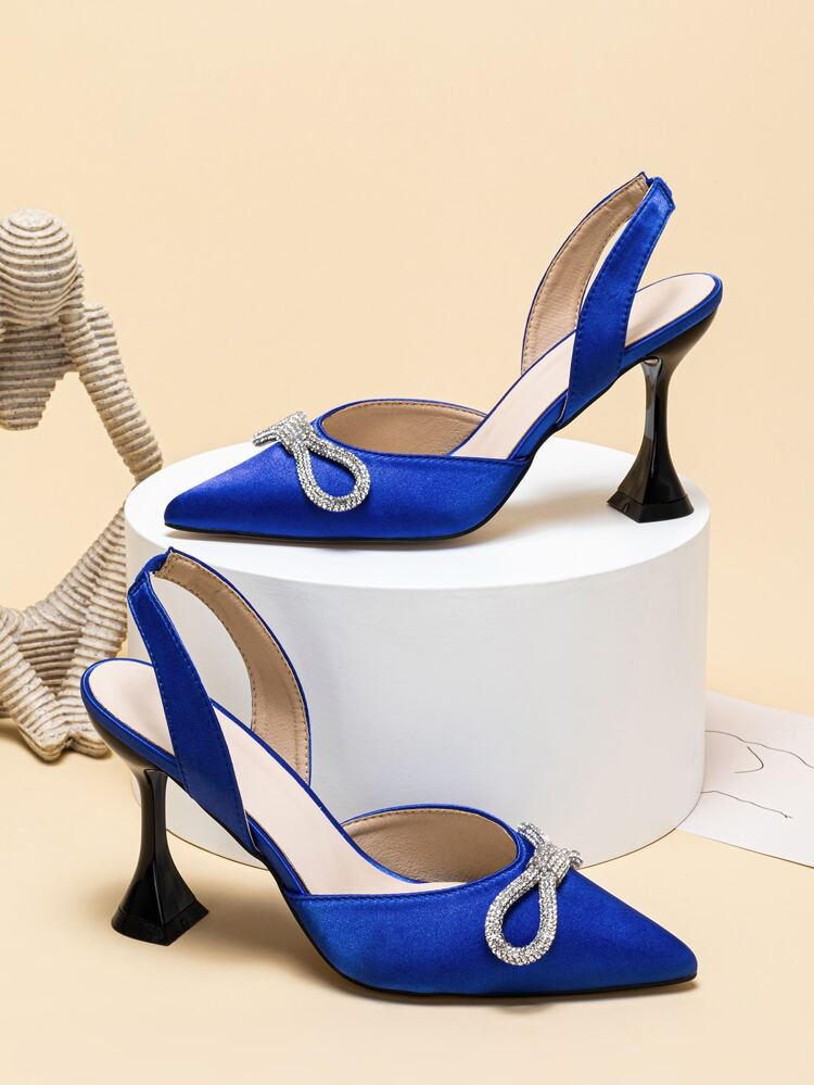 Bow & Rhinestone Decor Slingback Pumps | SHEIN