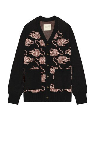 Kardo Agamay Knitted Cardigan With Patch Pockets in Black - Black. Size S (also in L, M, XL/1X). | FWRD 